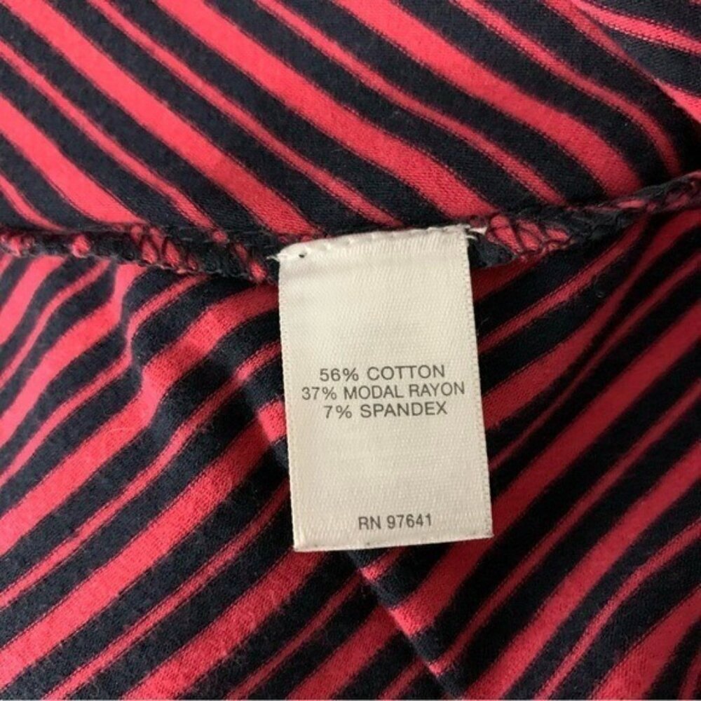 J Jill Red Navy Striped Asymmetrical Long Sleeve Stretch Top XS - Picture 5 of 5